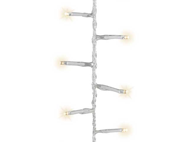 Catena luci 1000led bianco caldo 8 funzioni 22,5mt filo trasparente per uso interno/esterno