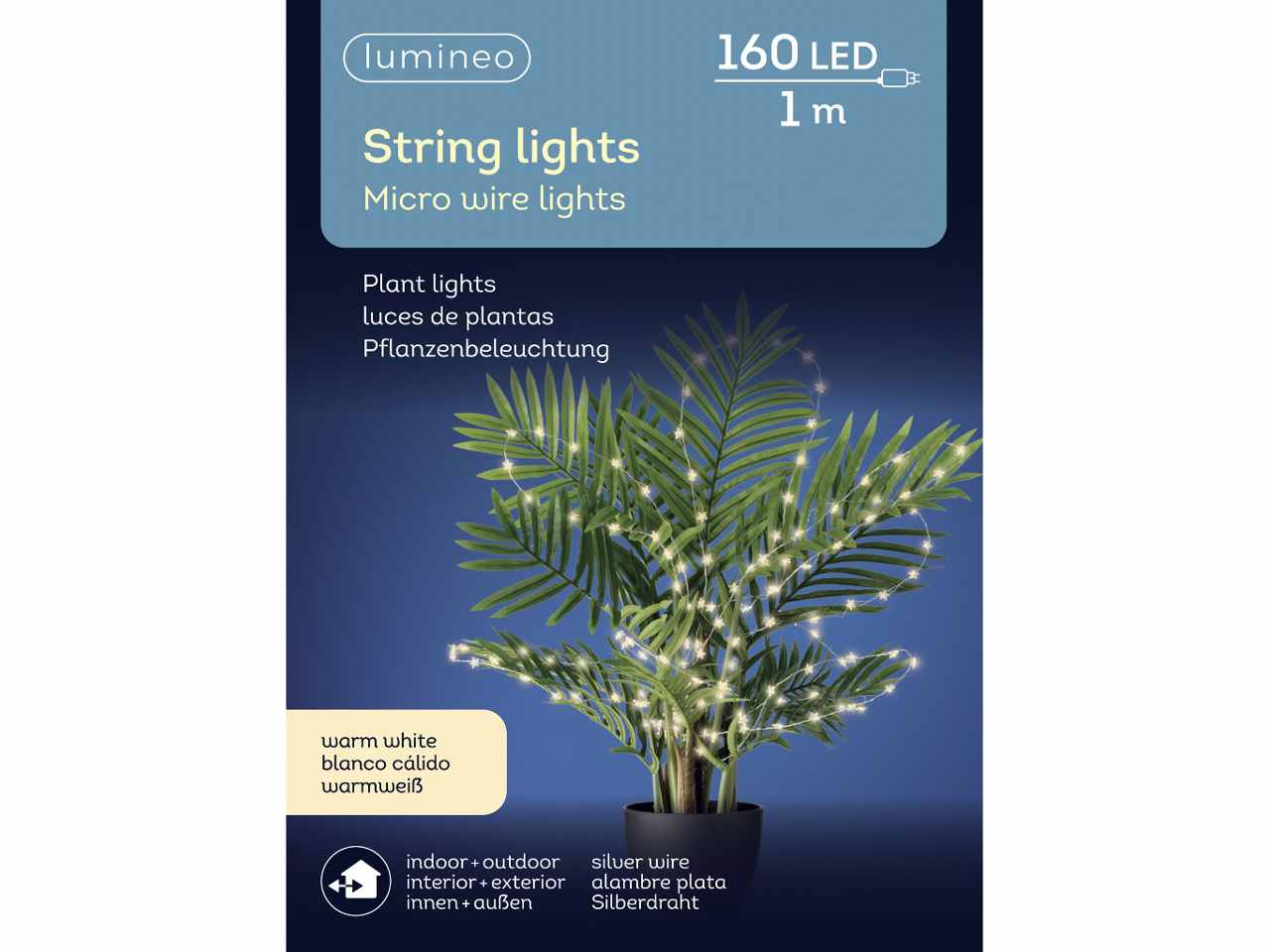 Catena luci 160 micro led 1metro bianco caldo uso esterno $