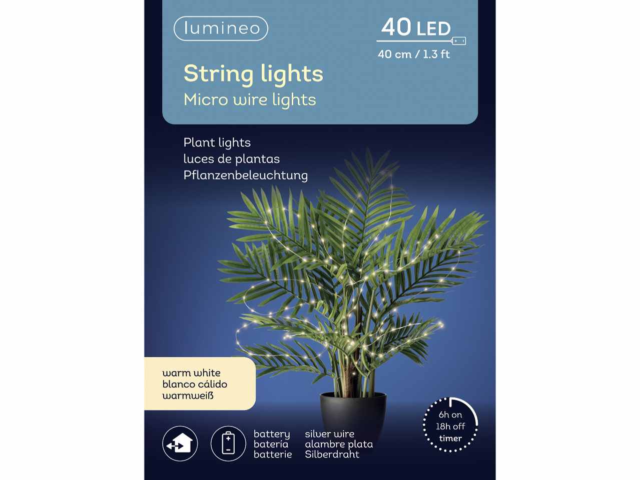 Catena luci 40 micro led 40cmbianco caldo con funzionamento a batteria uso esterno bianco caldo $