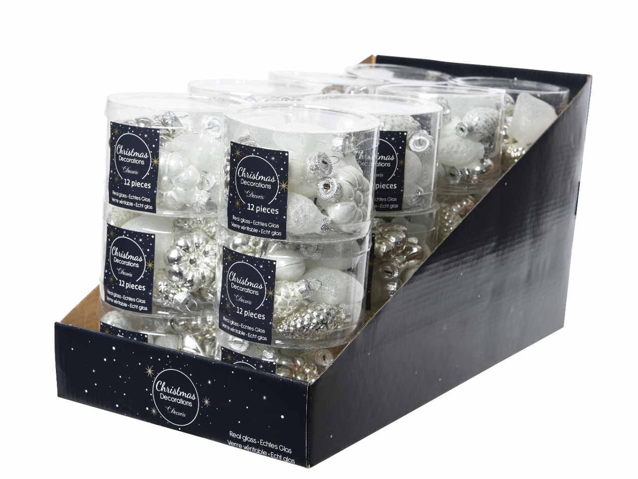 Appendino in vetro 2x4xh4cm bianco forme assortite