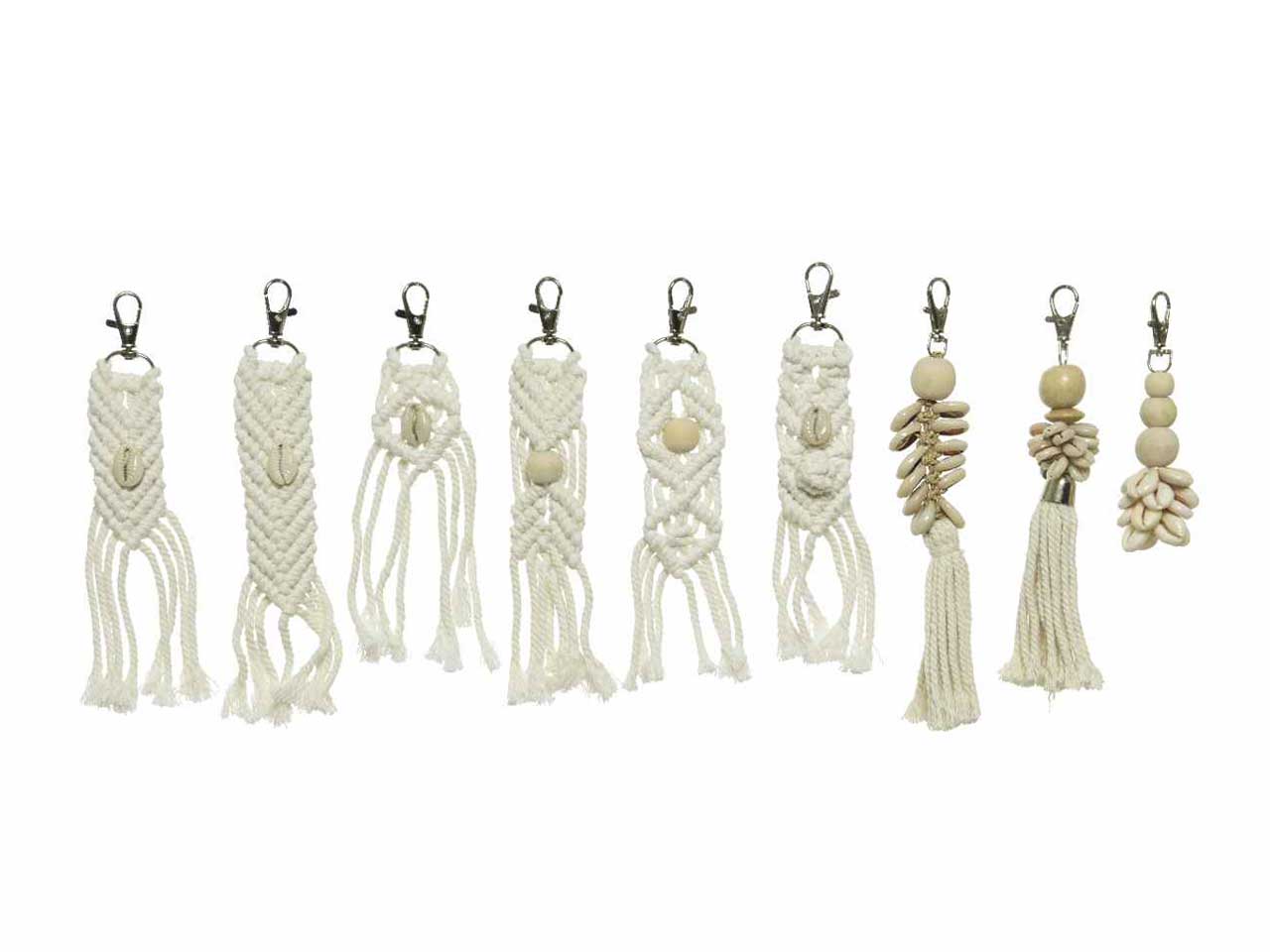 Portachiave in cotone macramÃ¨ 16 assortimenti 21xh.40cm