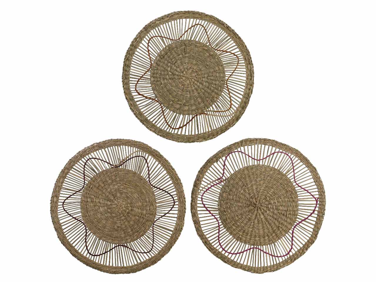 Tovaglietta tonda in alga marina 3 colori assortiti d.38xh.30cm