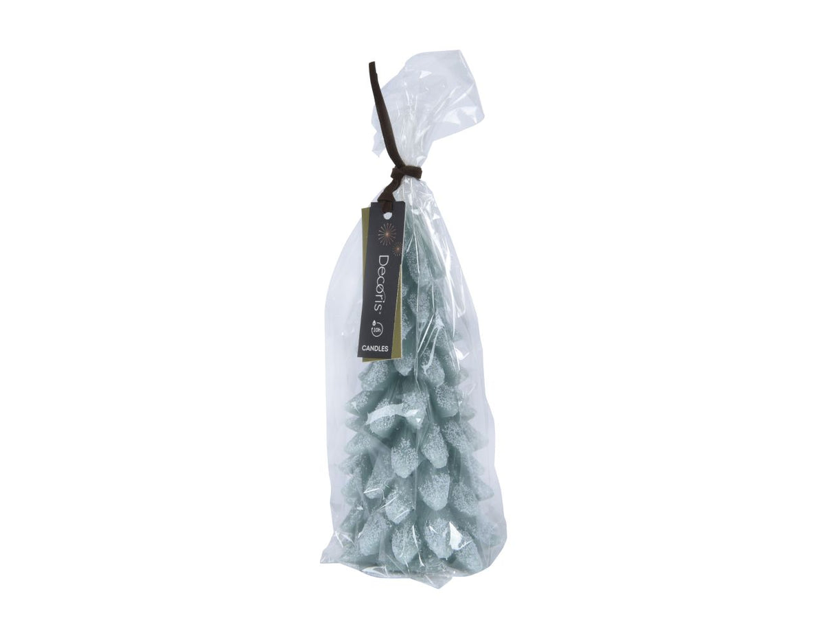 Candela di cera d.8x16,5cm a forma di albero glitterata