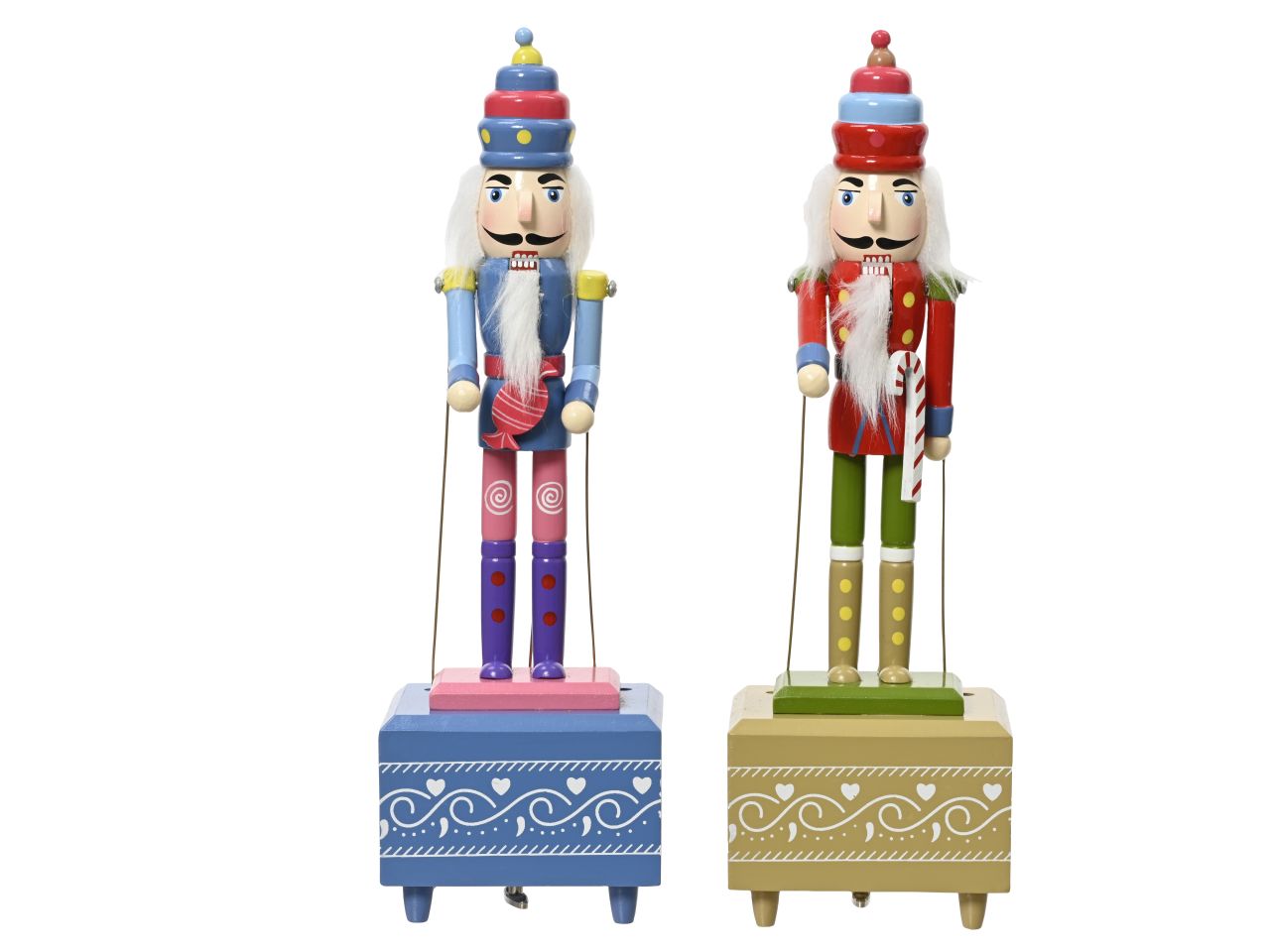 Carillon schiaccianoci in abete 2 assortimenti colore multicolore misura lun.9.5cm x lar.8cm x alt.30cm $