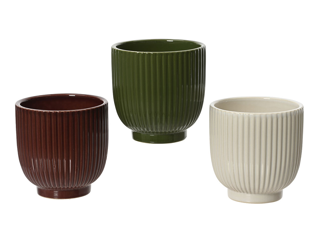 Fioriera in gres rigato groffato in 4 colori assortiti colore assortiti misura alt.10.2cm
d.10cm