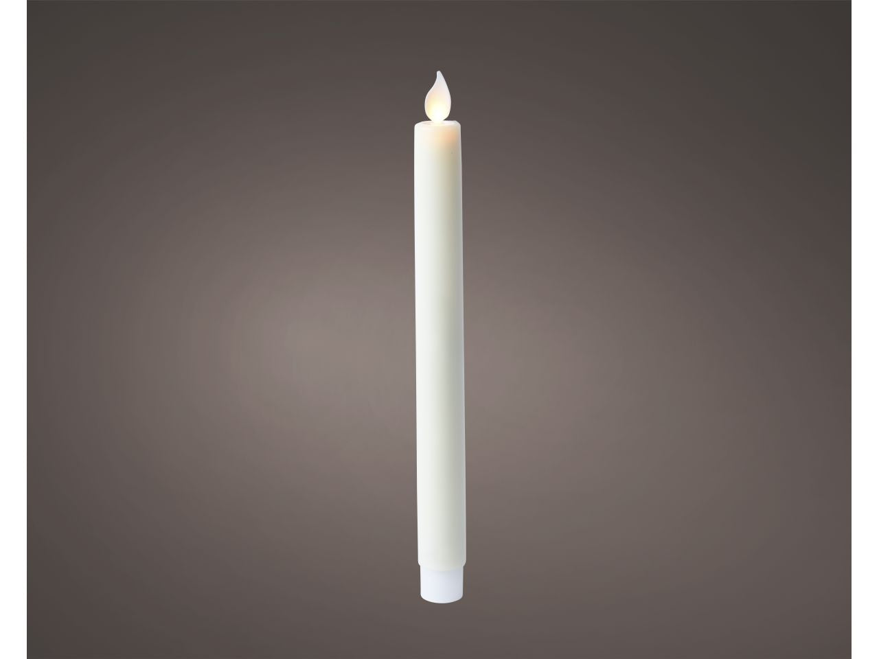 Candela da cena a led in plastica con parte superiore piatta per uso interno colore panna bianco caldo misura alt.24cm
d.2cm  3mm  1
