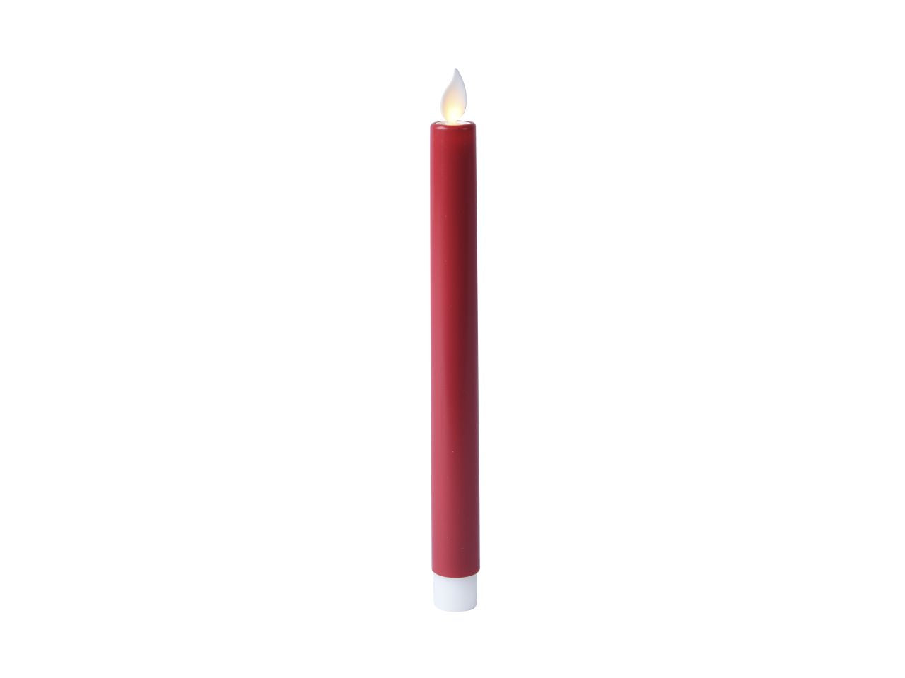 Candela da cena a led in plastica con parte superiore piatta per uso interno colore rosso bianco caldo misura alt.24cm
d.2cm  3mm  1