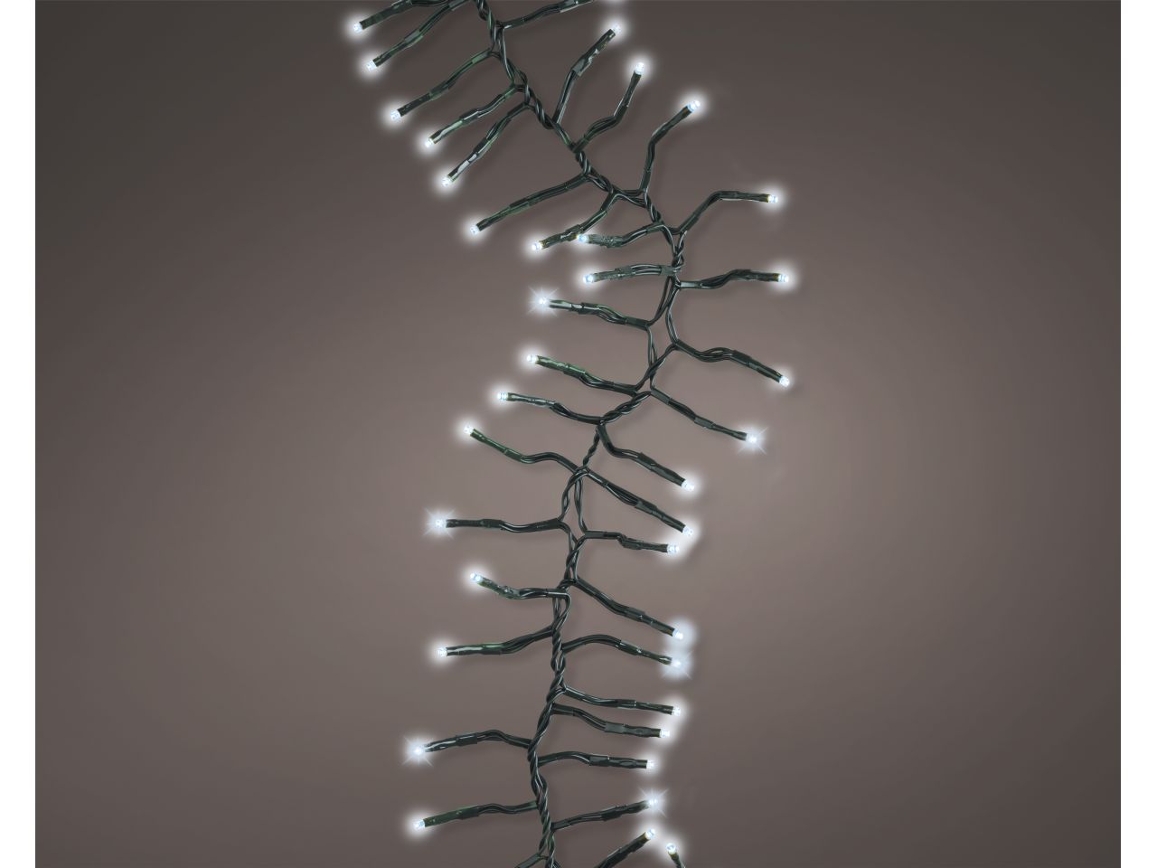 Luci natalizie led a grappolo con 8 funzioni effetto scintillio ad uso esterno colore verde bianco freddo misura lun.1200cm misura del led 3mm numero di led 936