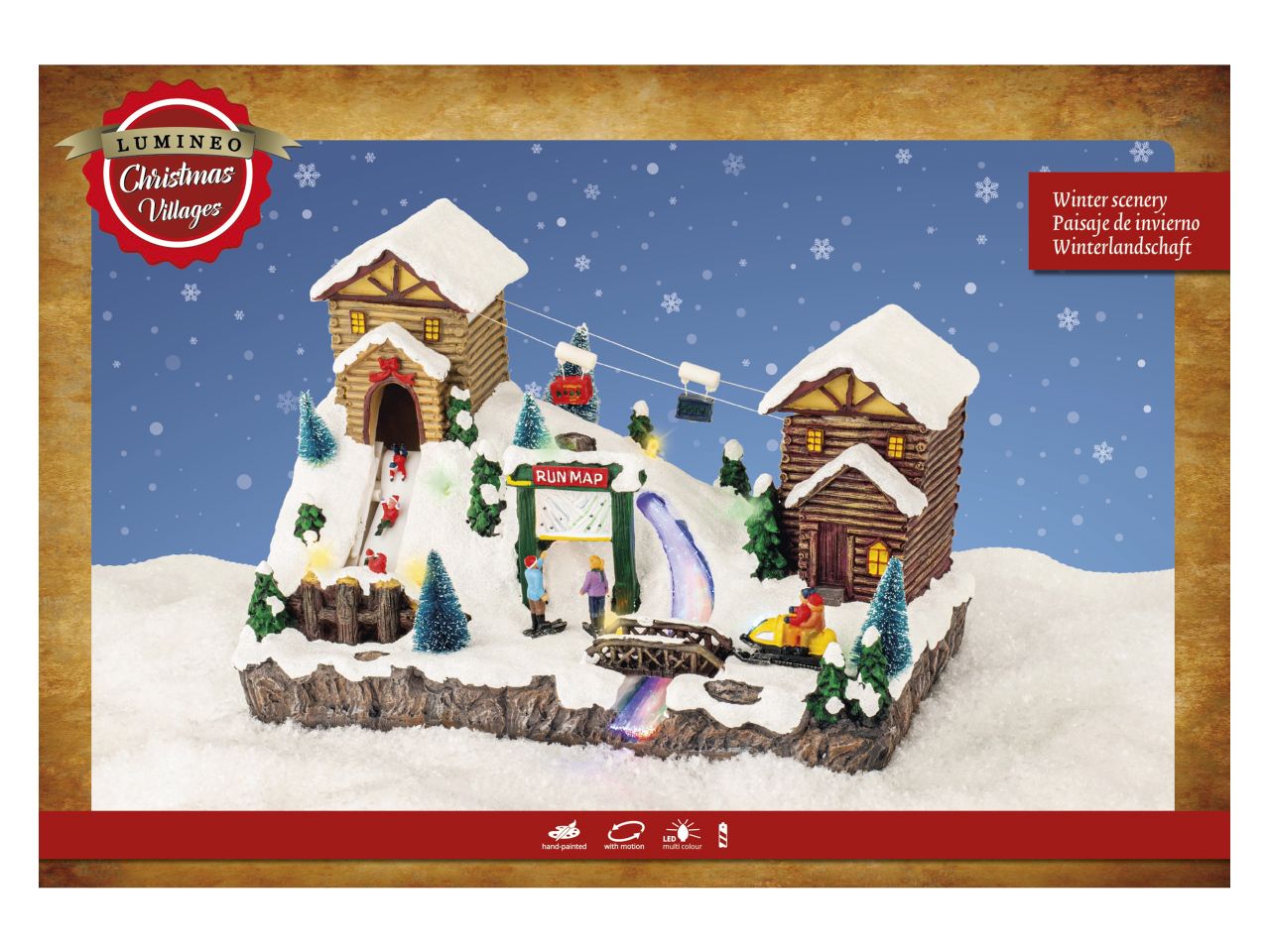 Scenario natalizio con led in poliresina per uso interno colore multicolore misura lun.21.3cm x lar.33.6cm x alt.22.5cm  5mm  10