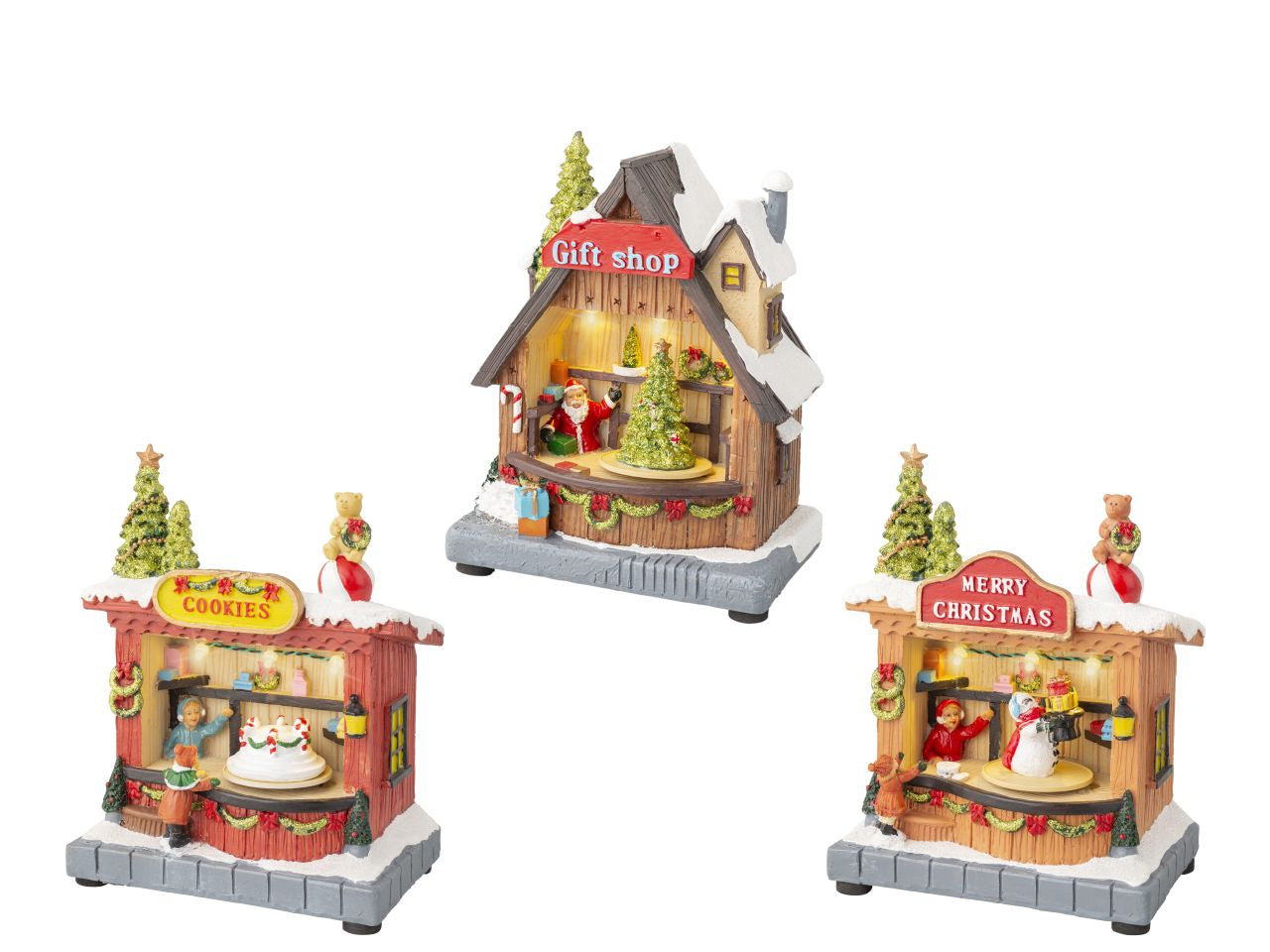 Scenario natalizio con led in plastica per uso interno in 3 assortimenti colore bianco caldo misura lun.9.5cm x lar.14.3cm x alt.18.5cm 5mm 3 $