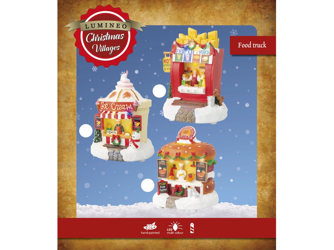 Scenario natalizio con micro led in poliresina per uso interno in 3 assortimenti colore multicolore misura lun.12cm x lar.12.5cm x alt.15cm  micro  5