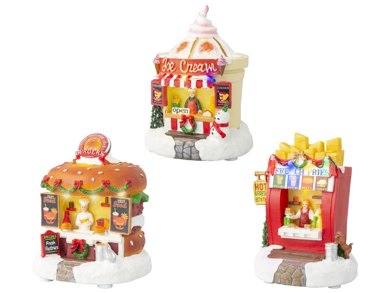 Scenario natalizio con micro led in poliresina per uso interno in 3 assortimenti colore multicolore misura lun.12cm x lar.12.5cm x alt.15cm  micro  5