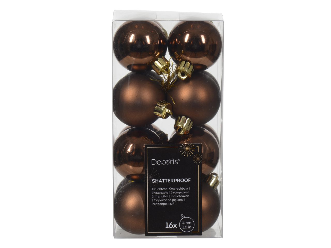Palla 4cm in confezione da 16 pezzi marrone lucida e opaca
