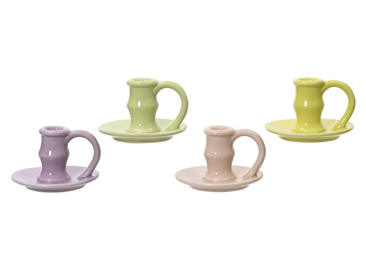 Portacandela vintage in ceramica 4 colori assortiti 11x7 cm - Kaemingk