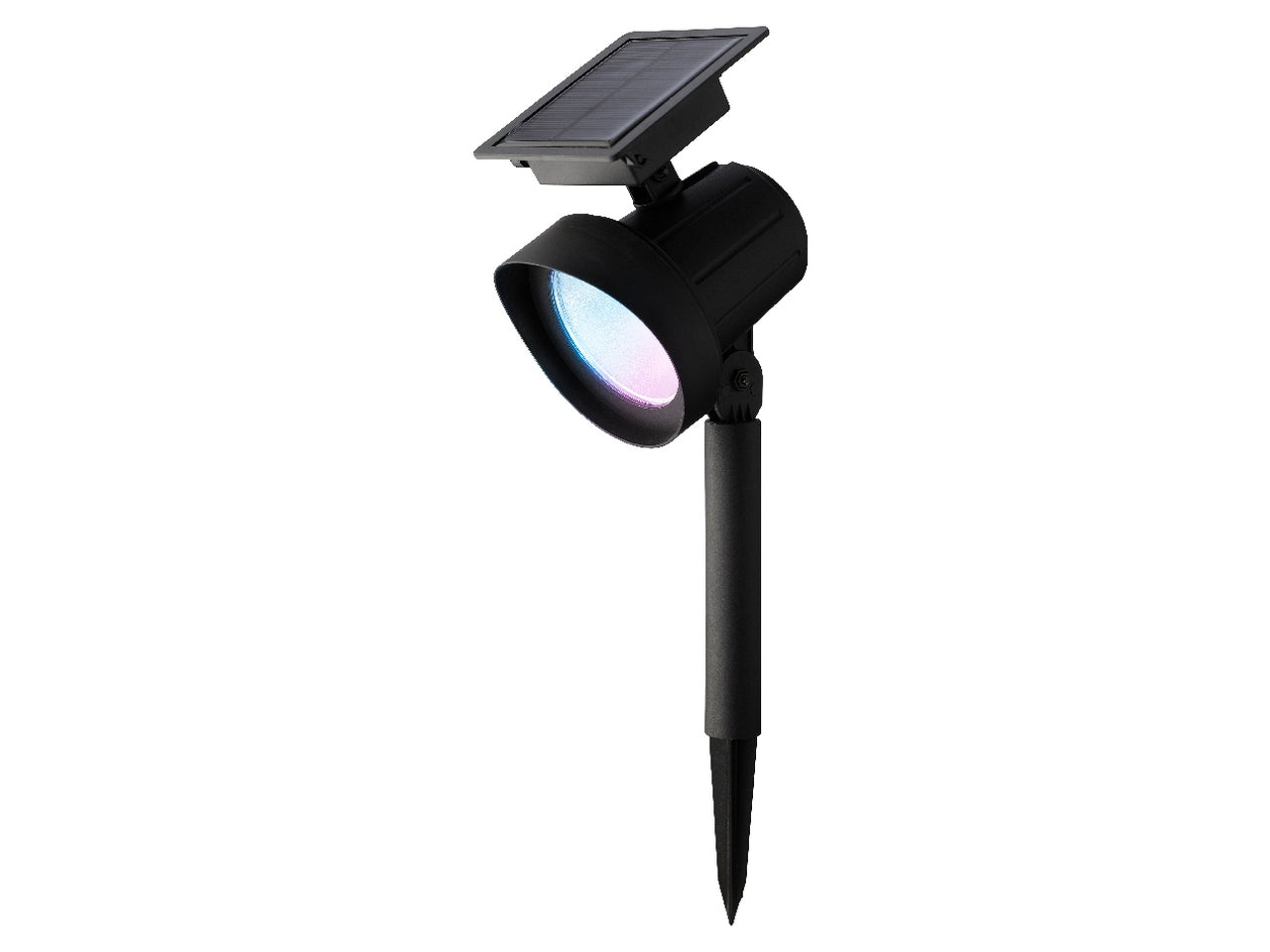 Set da 2 faretti solari da giardino neri in plastica con luce bianco caldo e cambio colore RGB, autonomia 6 ore - 11x31,5cm -  Kaemingk $