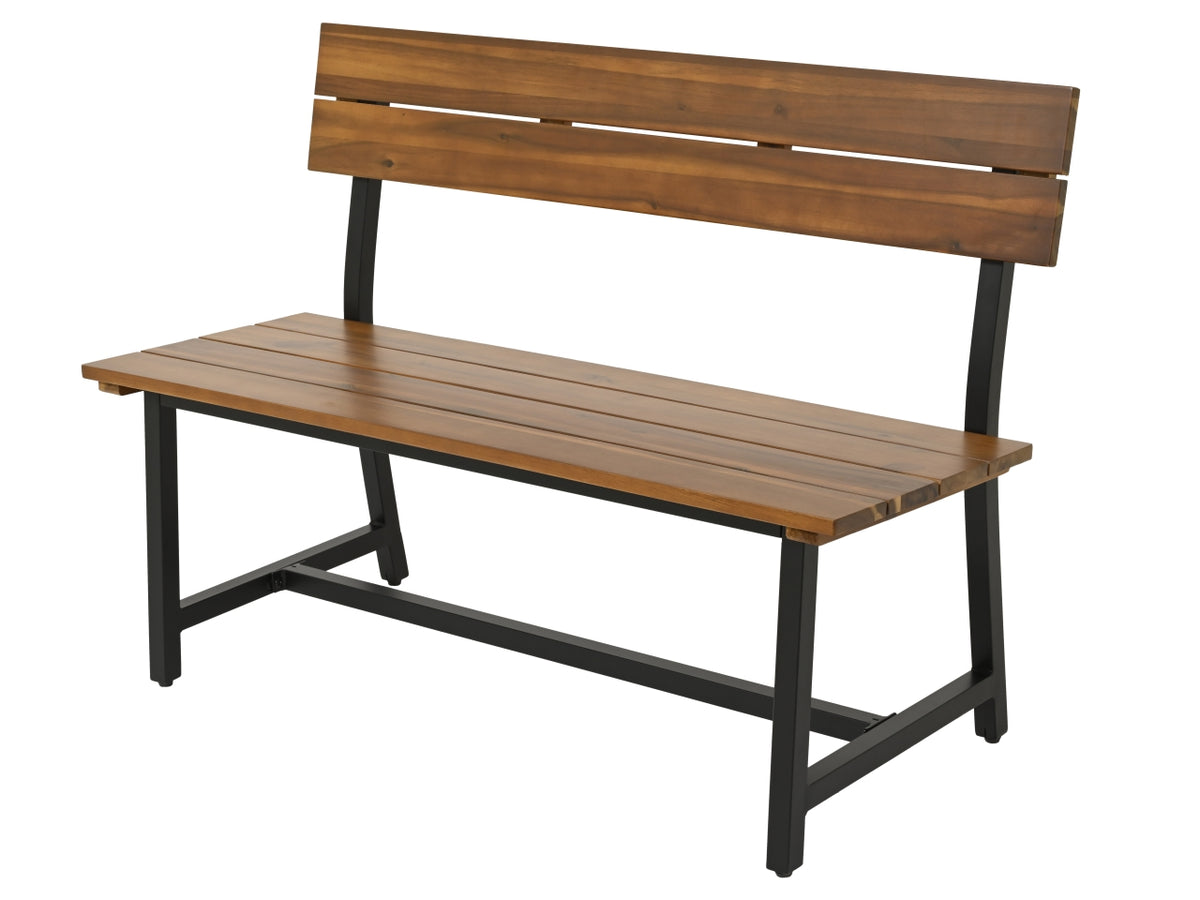 Panca da esterno in acacia e metallo nero stile moderno 116x53x78 cm - Kaemingk $