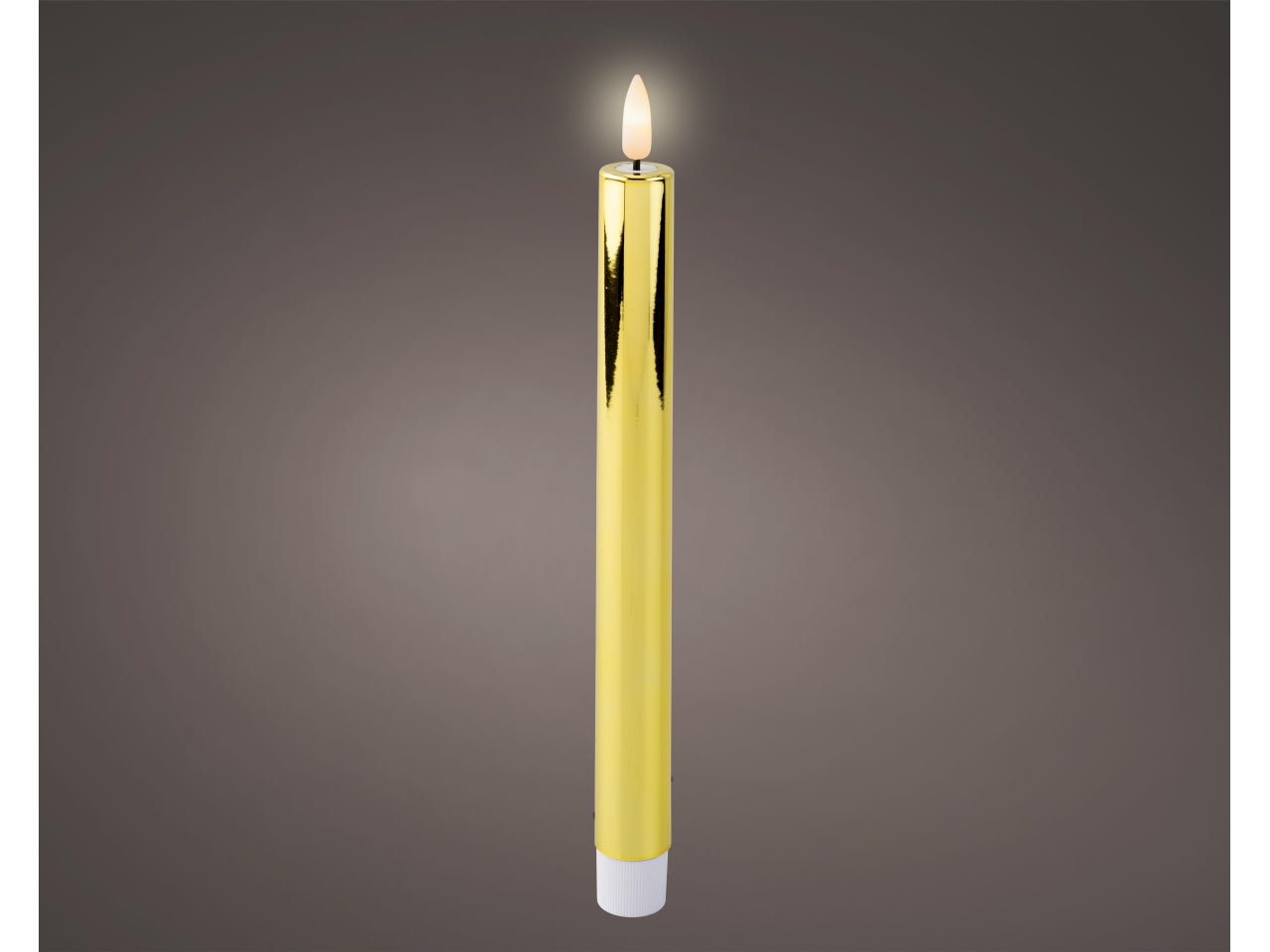 Candela con stoppino e led d.2,2x24,5cm a batteria oro