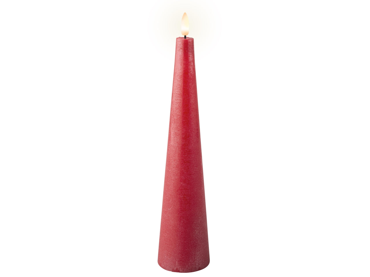 Candela con stoppino e led d.5,8x27,8cm a batteria rossa