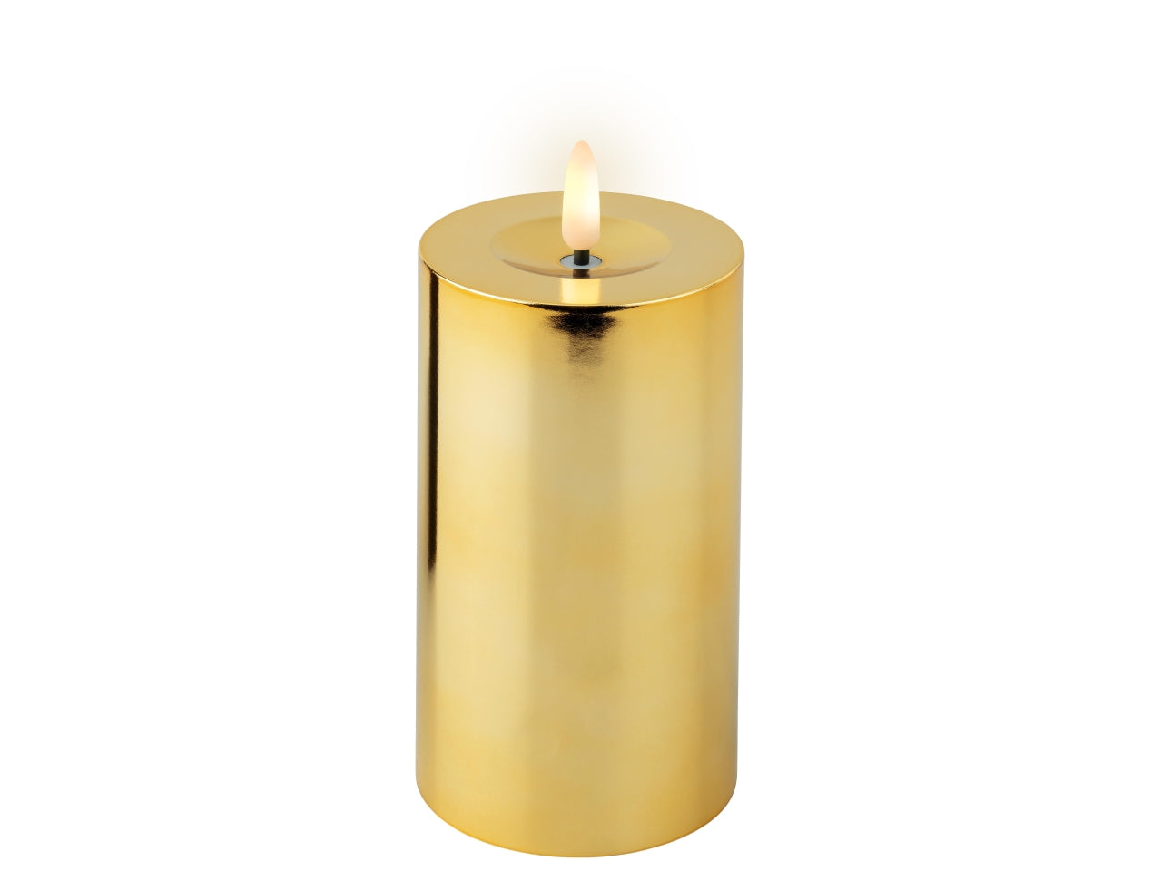 Candela con stoppino e led d.7x15cm a batteria oro