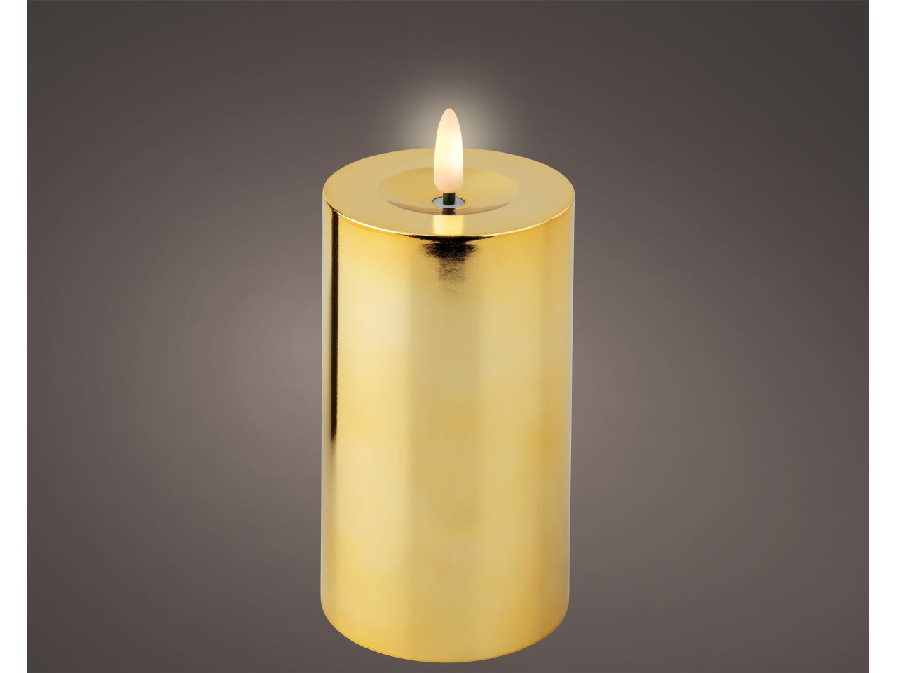 Candela con stoppino e led d.7x15cm a batteria oro