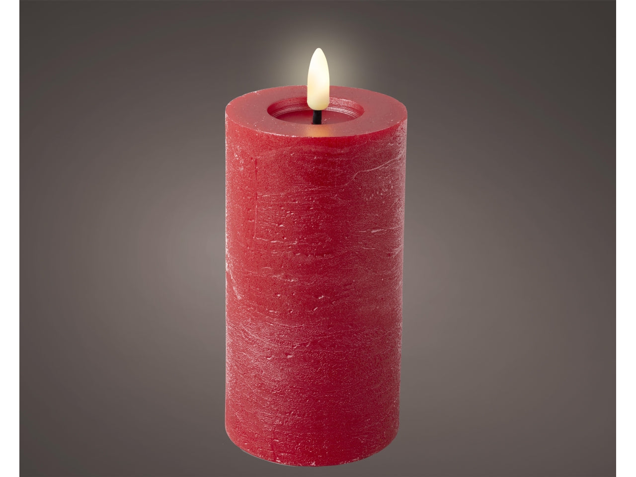 Candela con stoppino e led d.7x15cm a batteria rossa