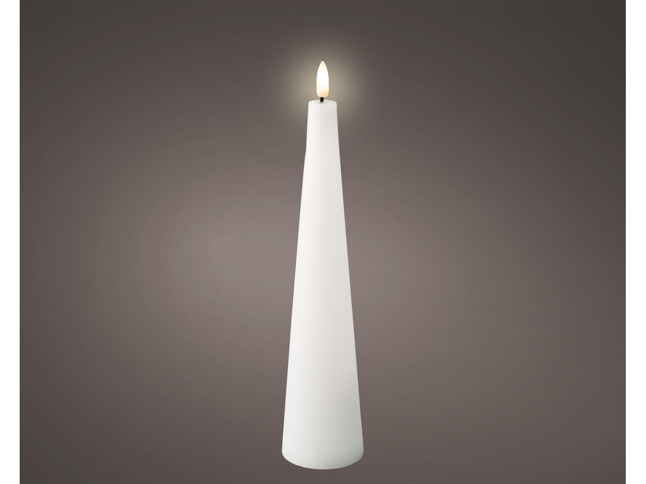 Candela conica con stoppino e led d.5,8x27,8cm a batteria bianca