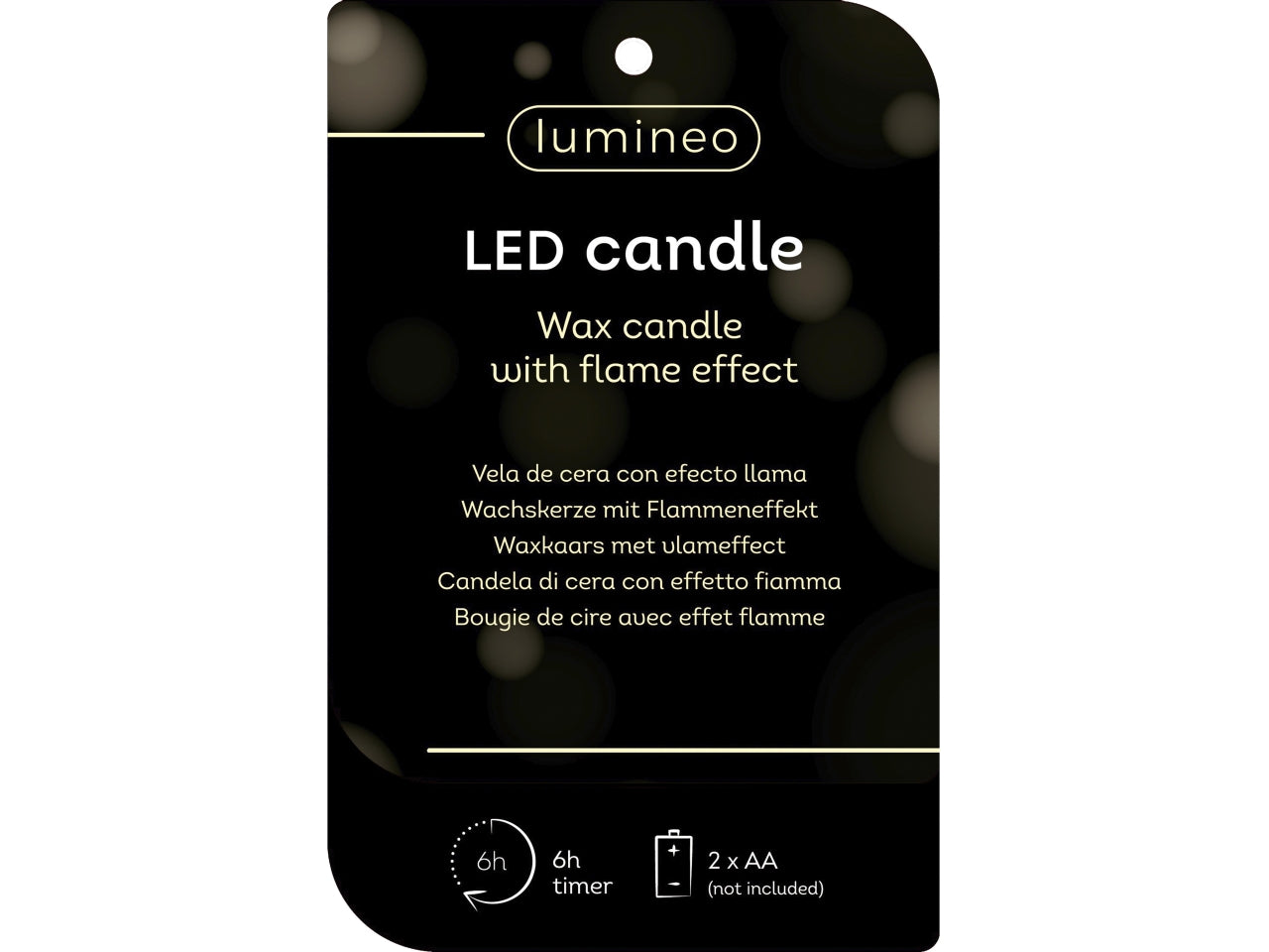 Candela conica con stoppino e led d.5,8x27,8cm a batteria bianca
