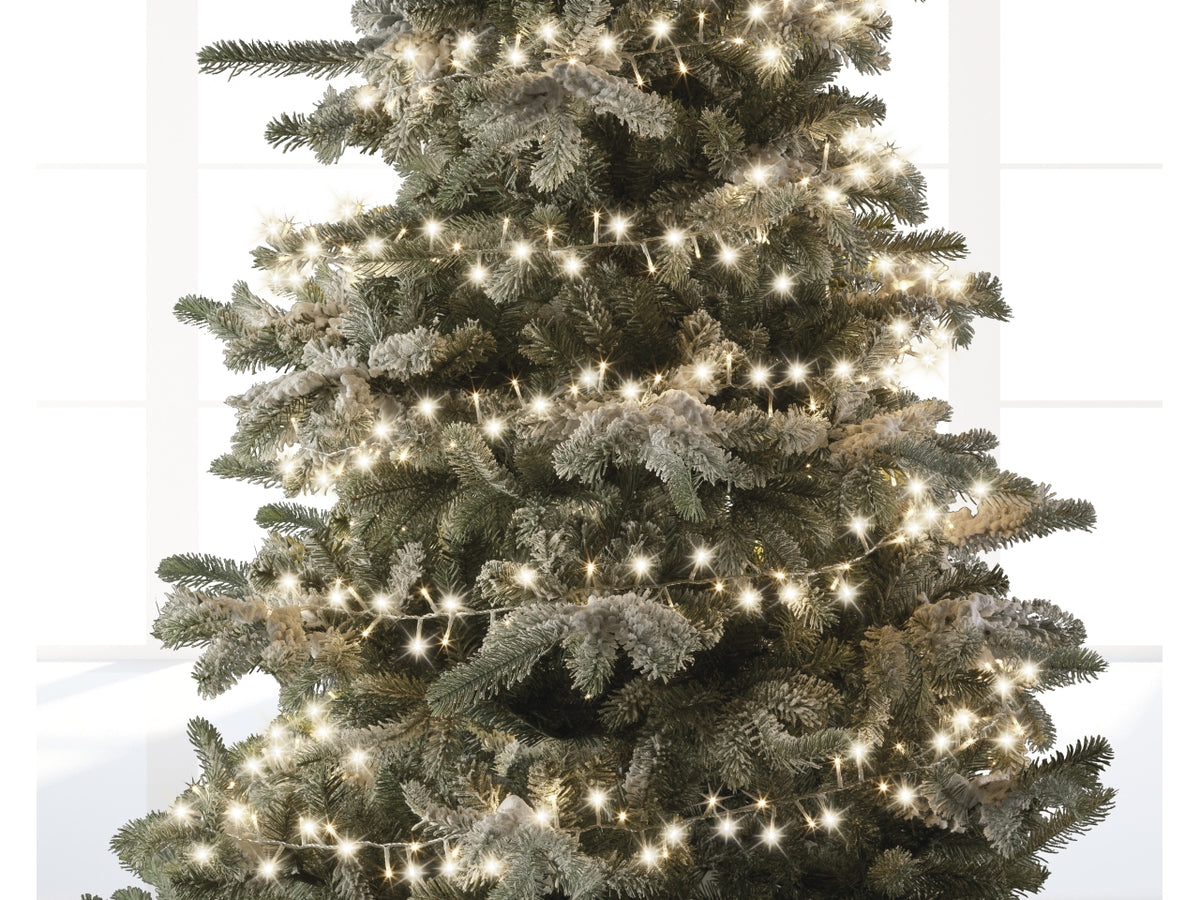 Catena luci 2000led bianco caldo 8 funzioni 45mt filo trasparente per uso interno/esterno