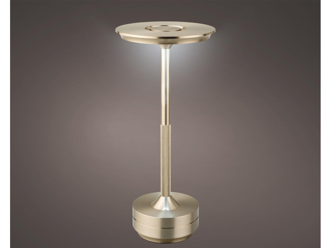 Lampada da tavolo a led in alluminio d.20x28cm a batteria marrone