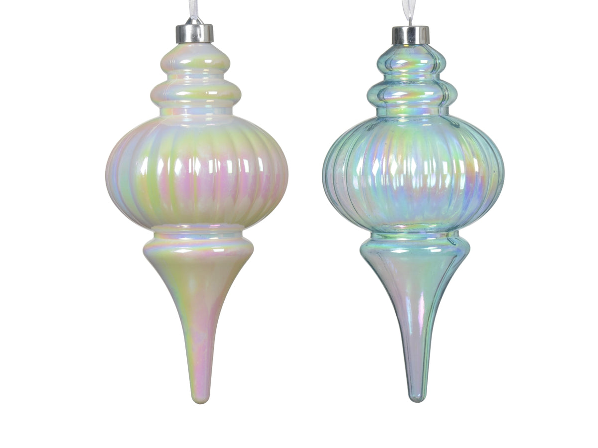 Pendente natalizio bianco e celeste olografico infrangibile in plastica 13x13x27,5 cm - Decoris