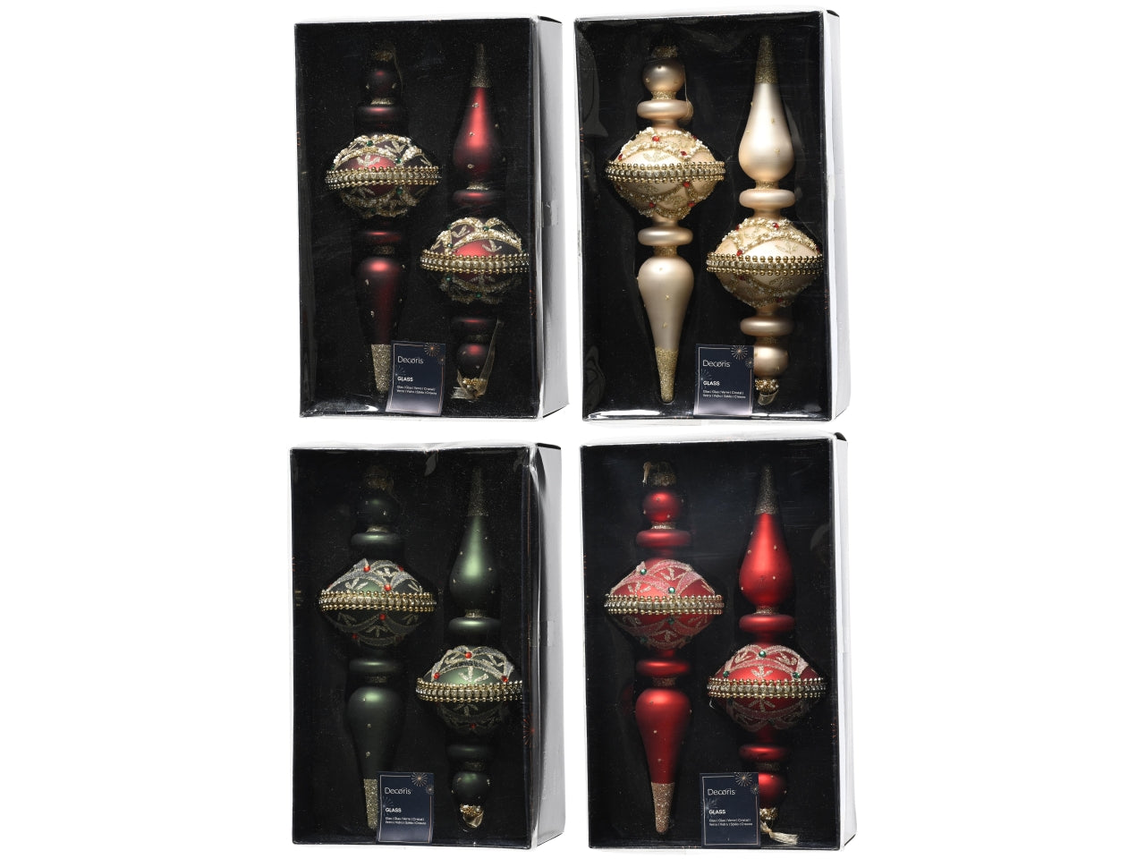 Appendino vetro 14cm 2 pezzi con perline in colori assortiti