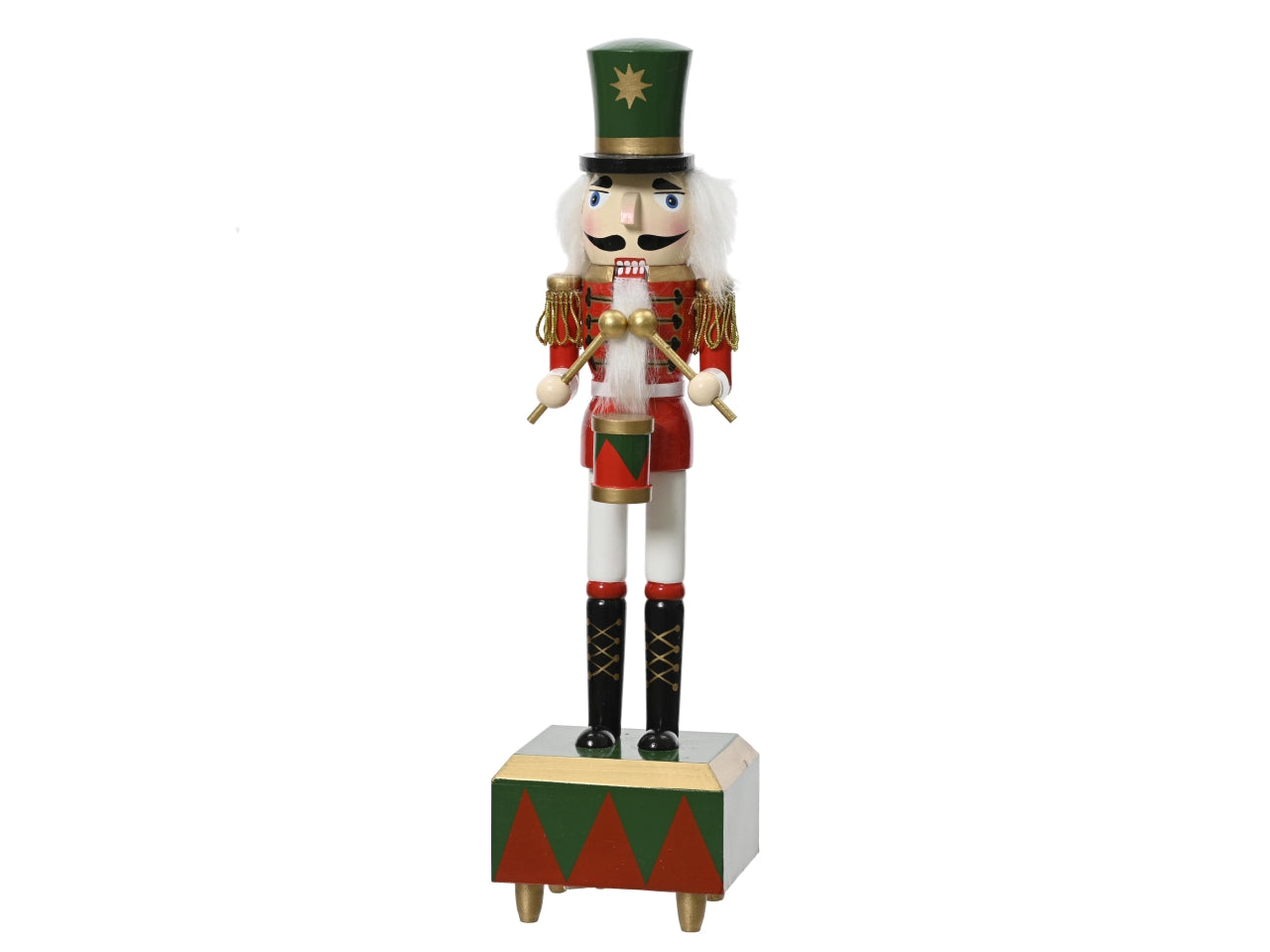 Schiaccianoci carillon in legno di abete con barba in ecopelliccia 8x7x30 cm â Decoris