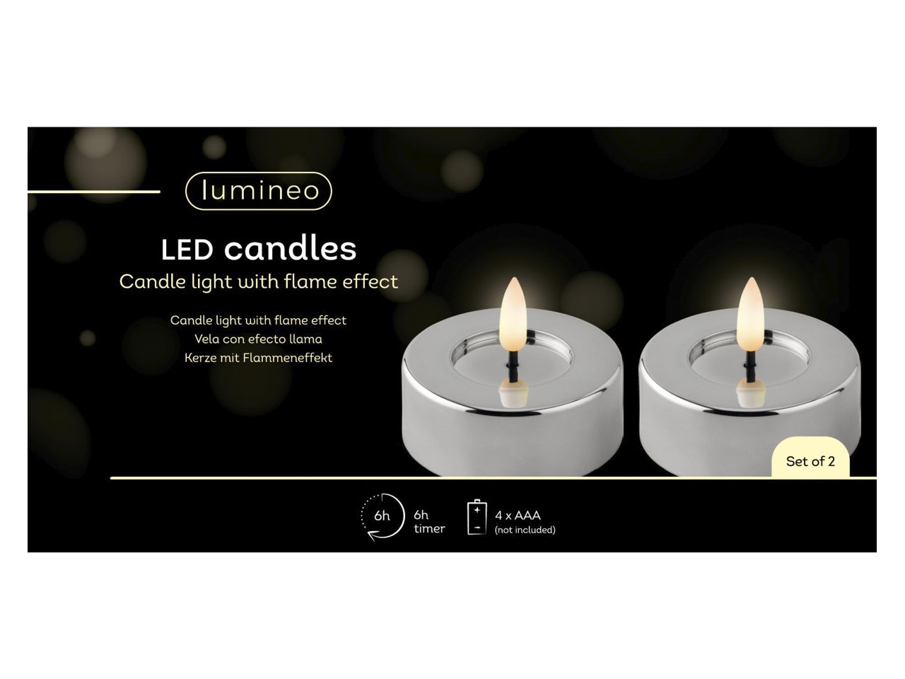 Tealight argentato in plastica con effetto fiamma d.6,5x4,5 cm - Decoris