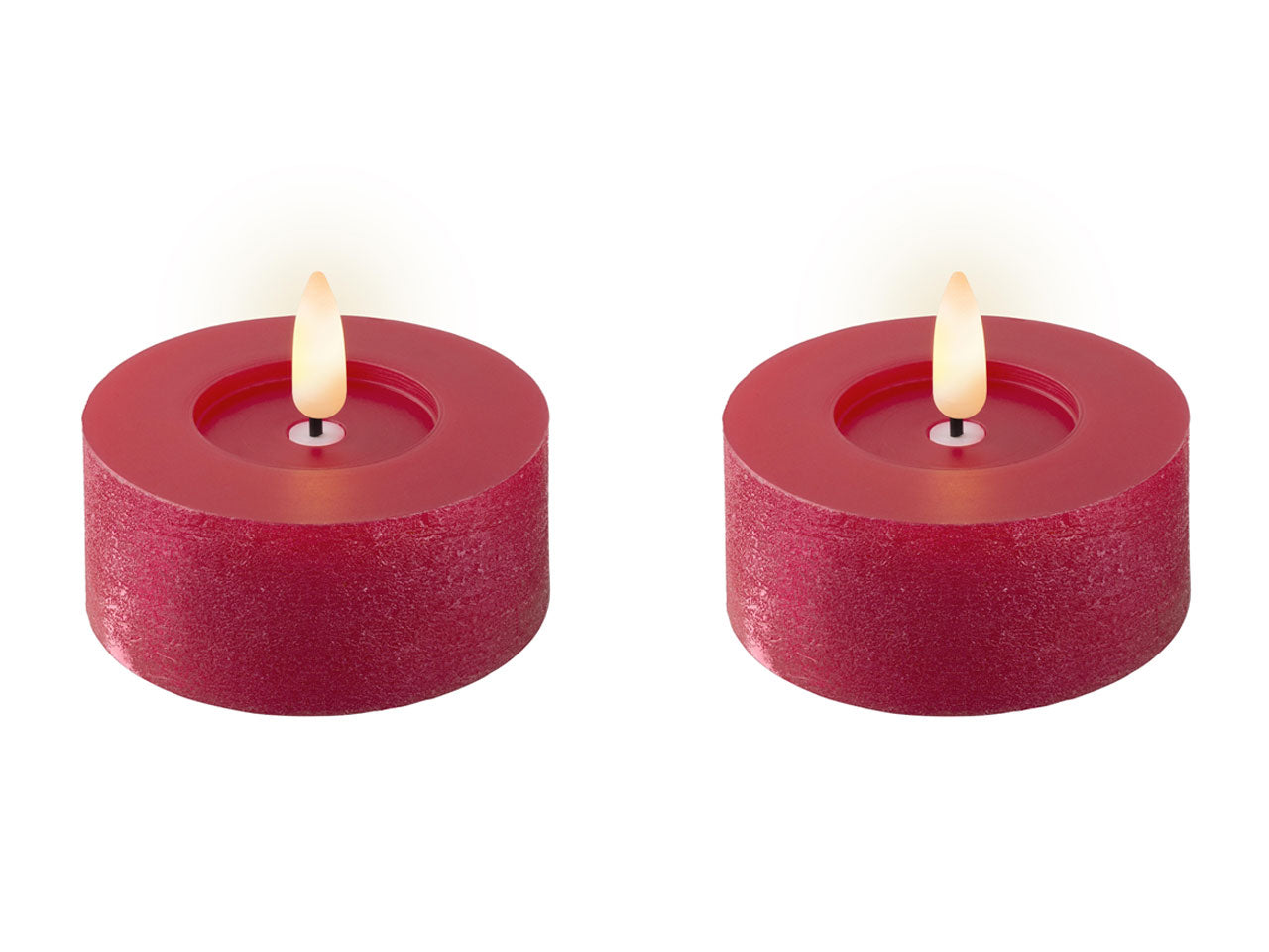 Tealight led bianco caldo in cera rossa e plastica d.7xh.6 cm - Lumineo