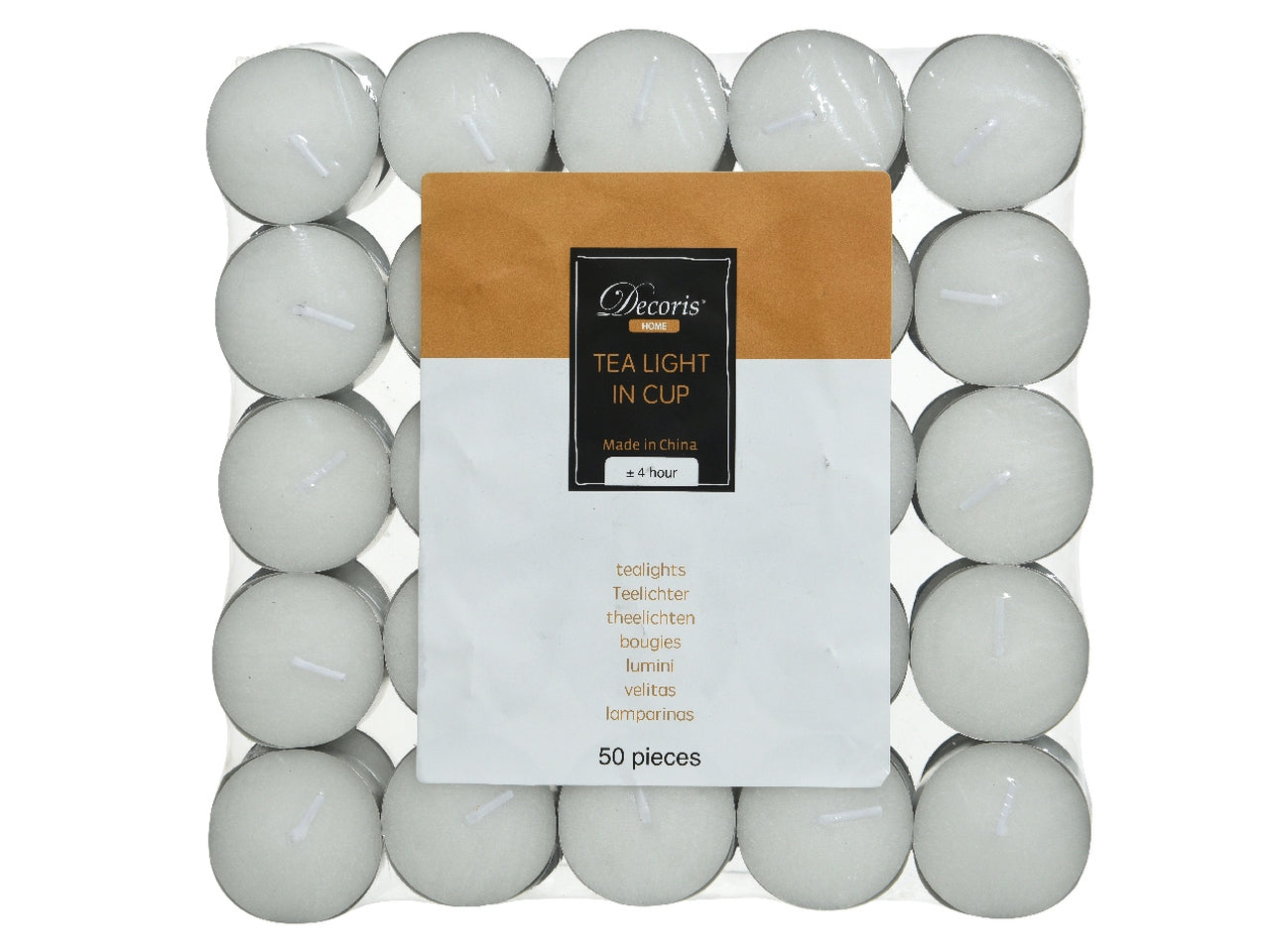 Tealight bianco in cera set da 50 diametro 3,9cm x altezza 1,5cm