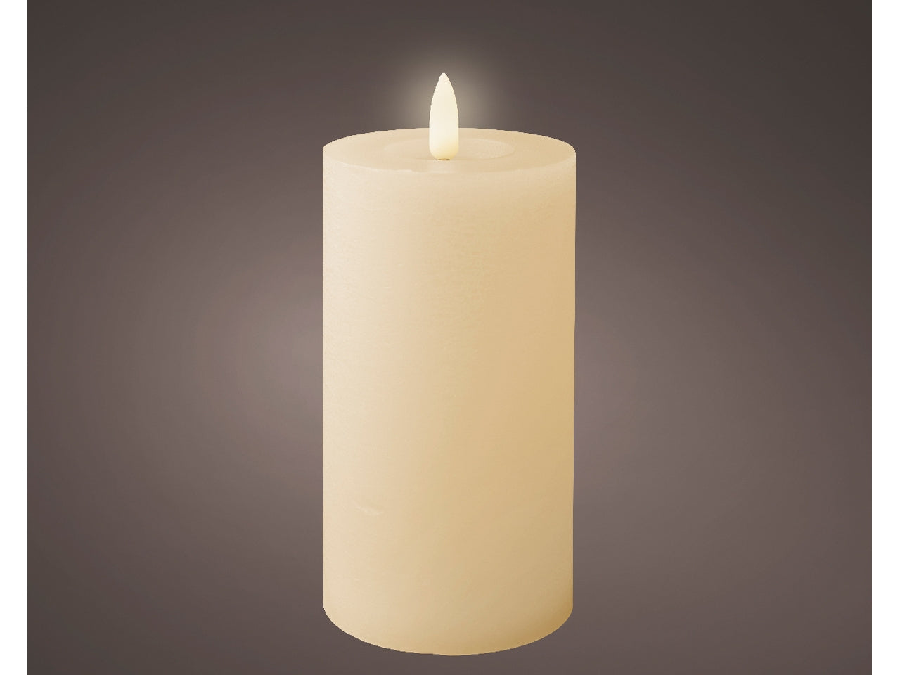 Candela avorio in cera con luce led bianco caldo diametro 7cm x altezza 15cm da interno con funzionamento a batteria 2xaaa ministilo