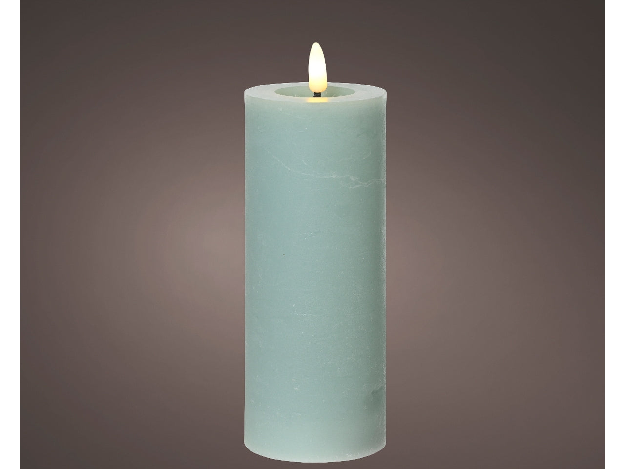 Candela celeste in cera con luce led bianco caldo diametro 7cm x altezza 19cm da interno con funzionamento a batteria 2xaaa ministilo