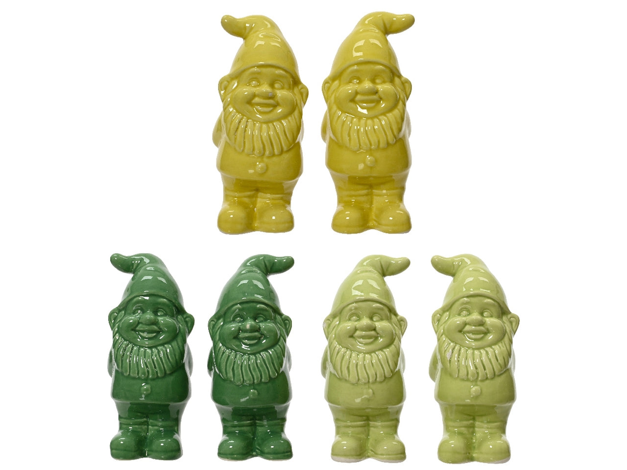 Gnomo in ceramica misure 5x5cm x altezza 10,2cm in 6 assortimenti