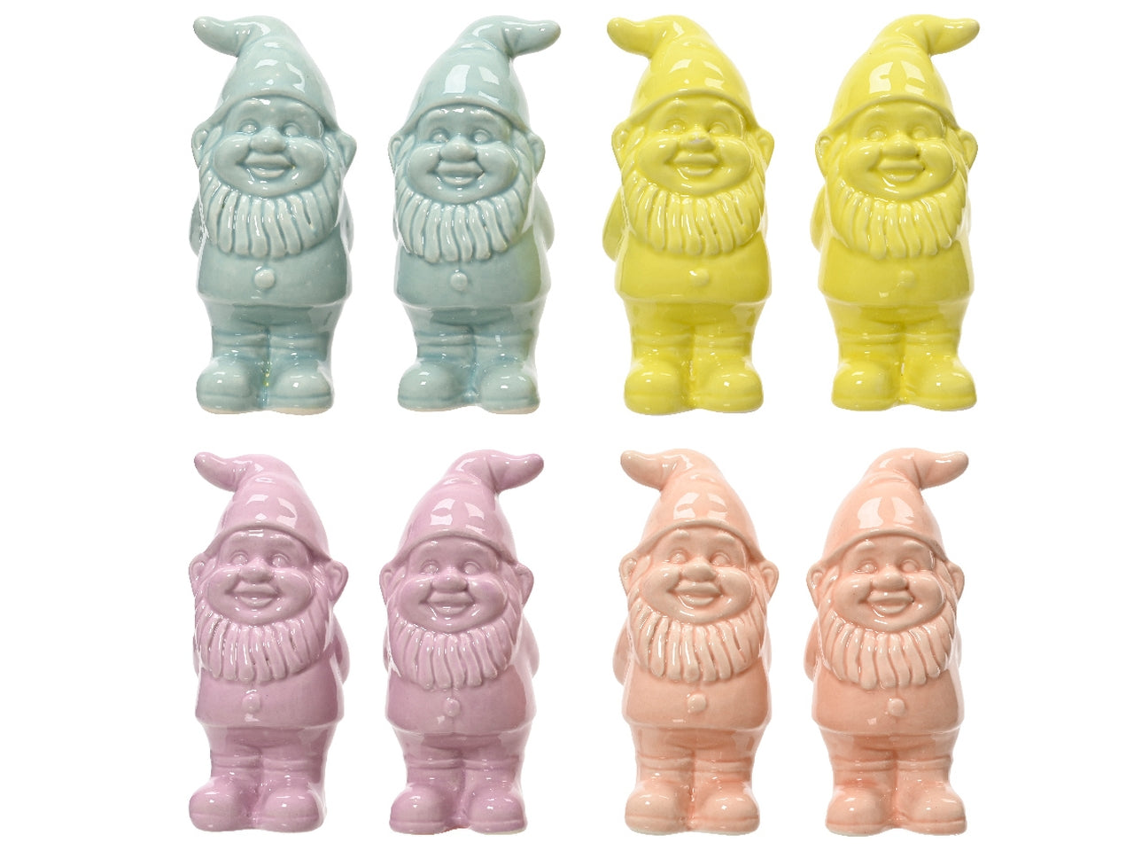 Gnomo in ceramica misure  5x5cm x altezza 10,2cm in 8 assortimenti