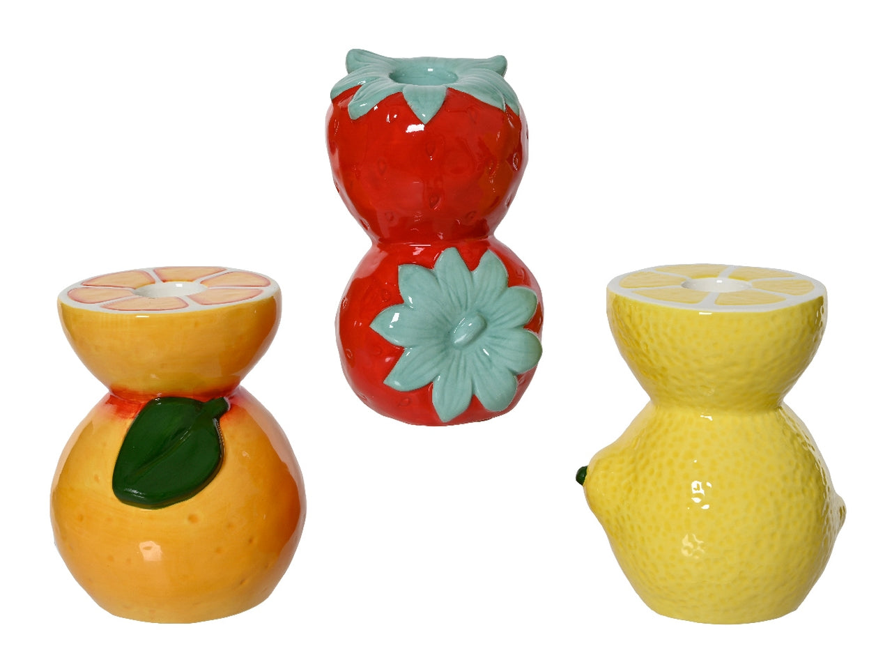 Portacandela in dolomite smaltata misure 9x8,6cm x altezza 11,2cm in 3 design assortiti