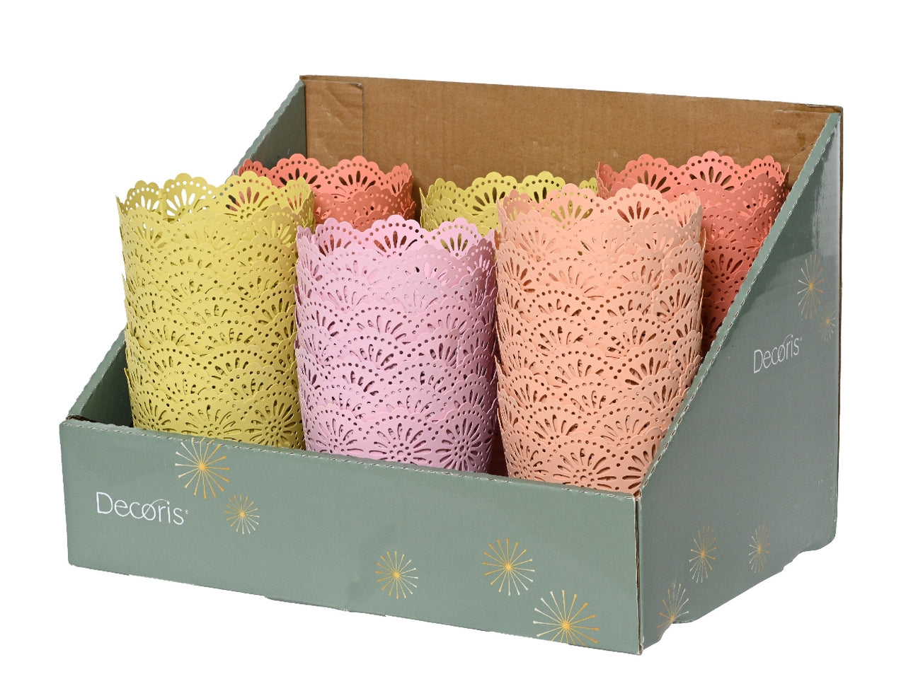 Vasetto smerlato portapianta in metallo zincato opaco diametro 11cm per altezza 10,6cm per interno ed esterno in 4 colori