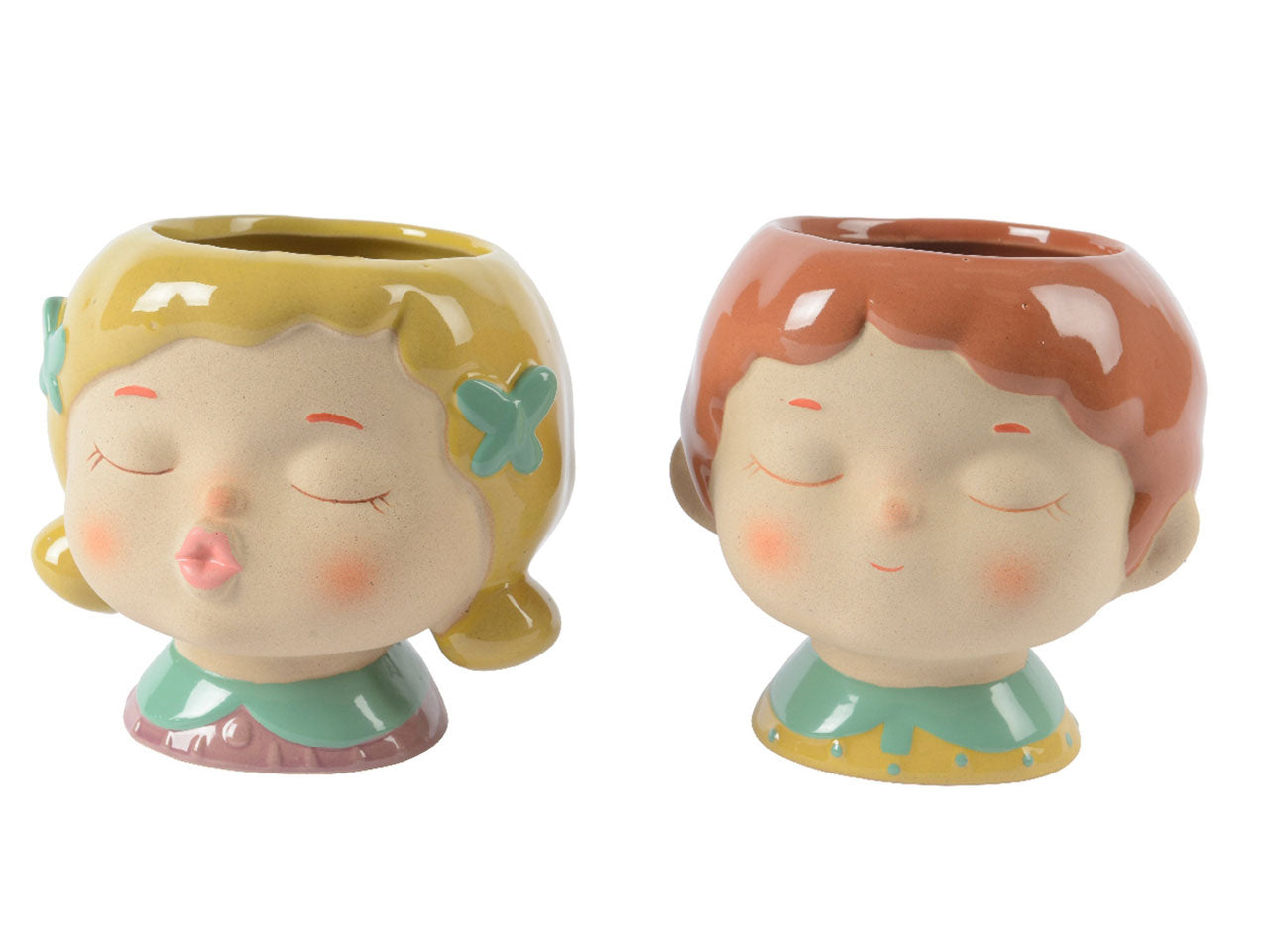 Vaso decorativo con visetto misure 11,2x12,3cm x altezza 12cm in 2 assortimenti