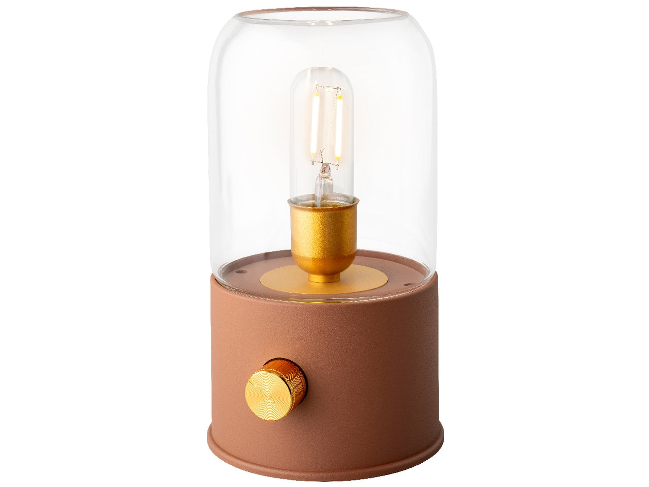 Lampada marrone led da campeggio per interno diametro 11cm per altezza 20cm in plastica con funzionamento a batteria ricaricabile 18650 li-ion