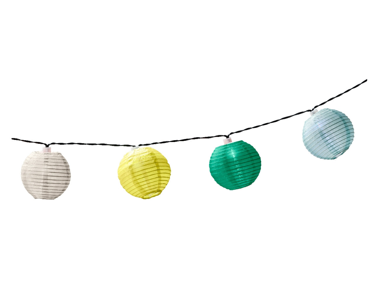 Catena luminosa solare con lanterne bianche a luce fissa bianco caldo lunghezza 350cm