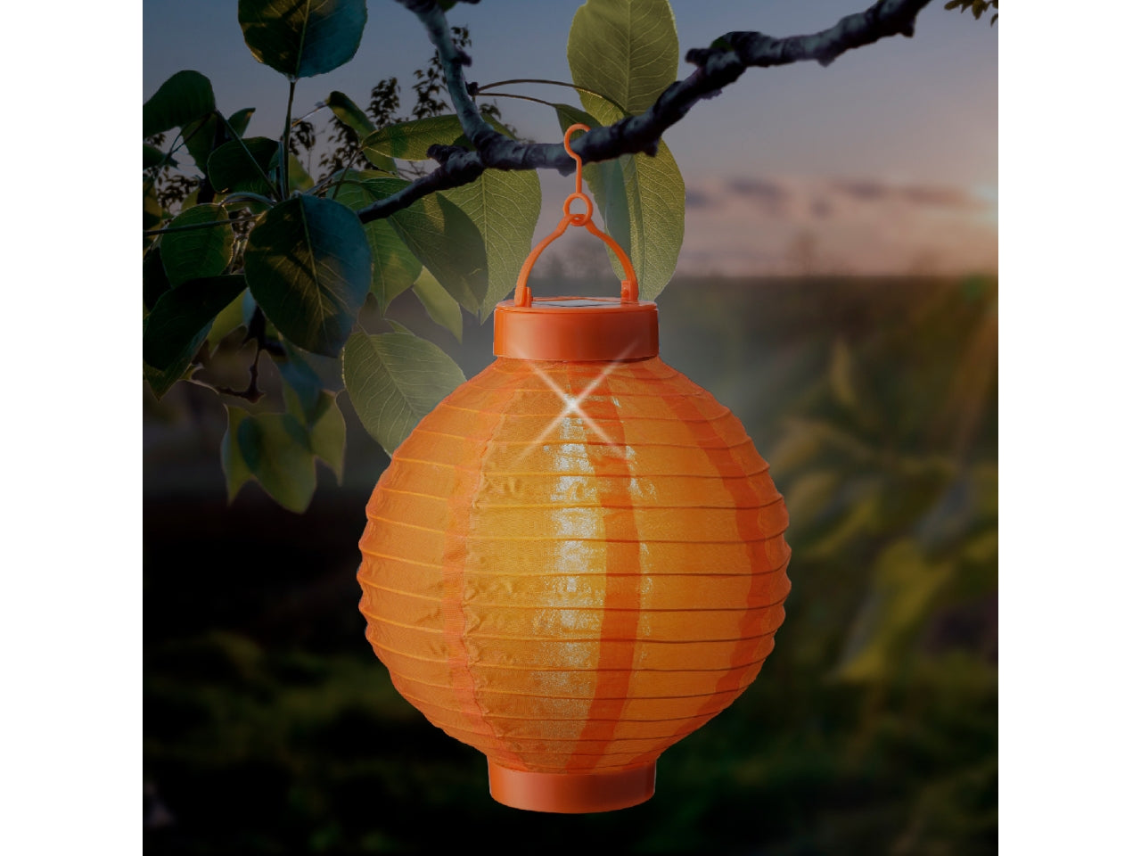 Lanterna solare in nylon diametro 20cm x altezza 23cm in 6 colori assortiti luce fissa bianco freddo