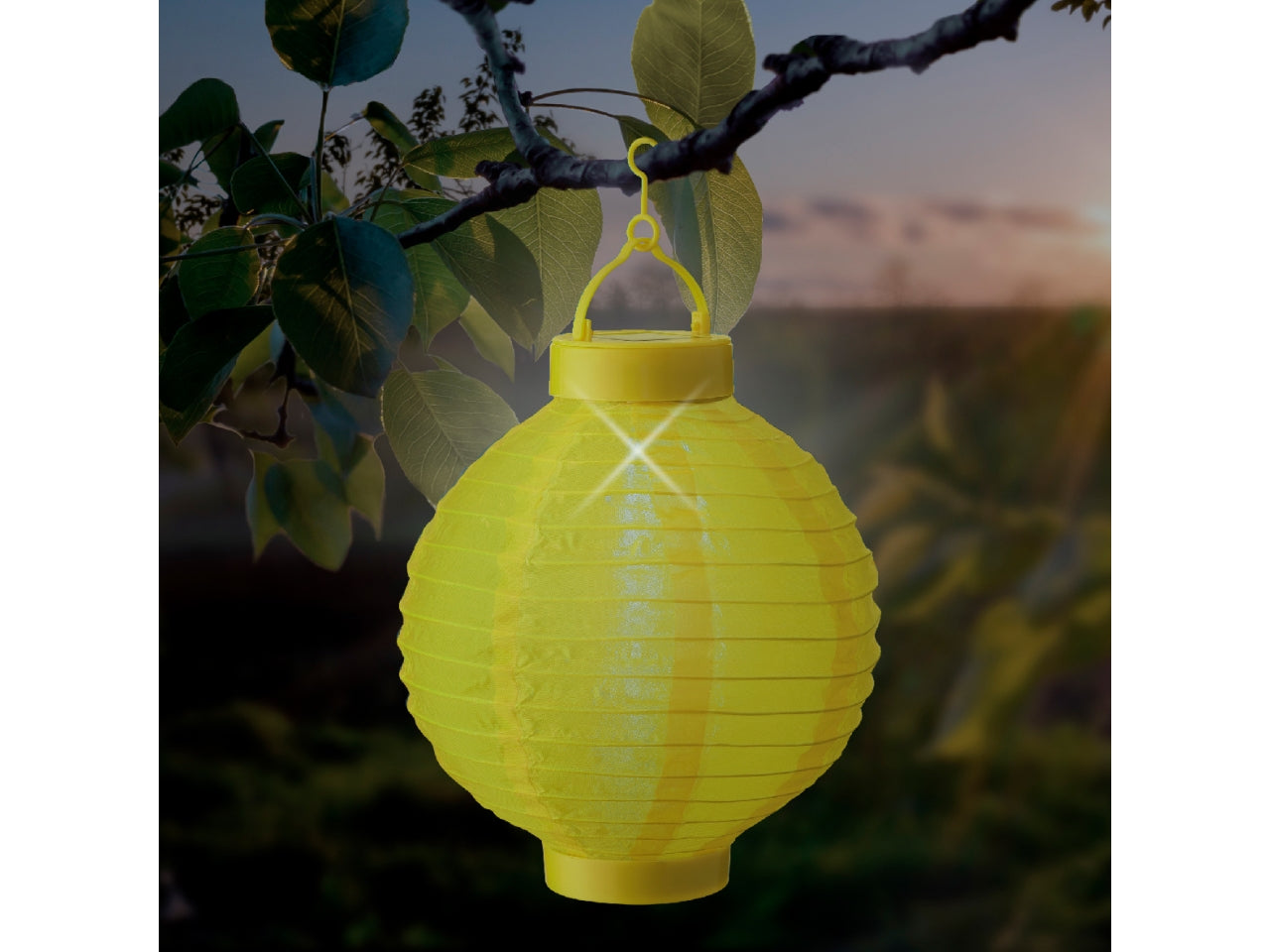 Lanterna solare in nylon diametro 20cm x altezza 23cm in 6 colori assortiti luce fissa bianco freddo