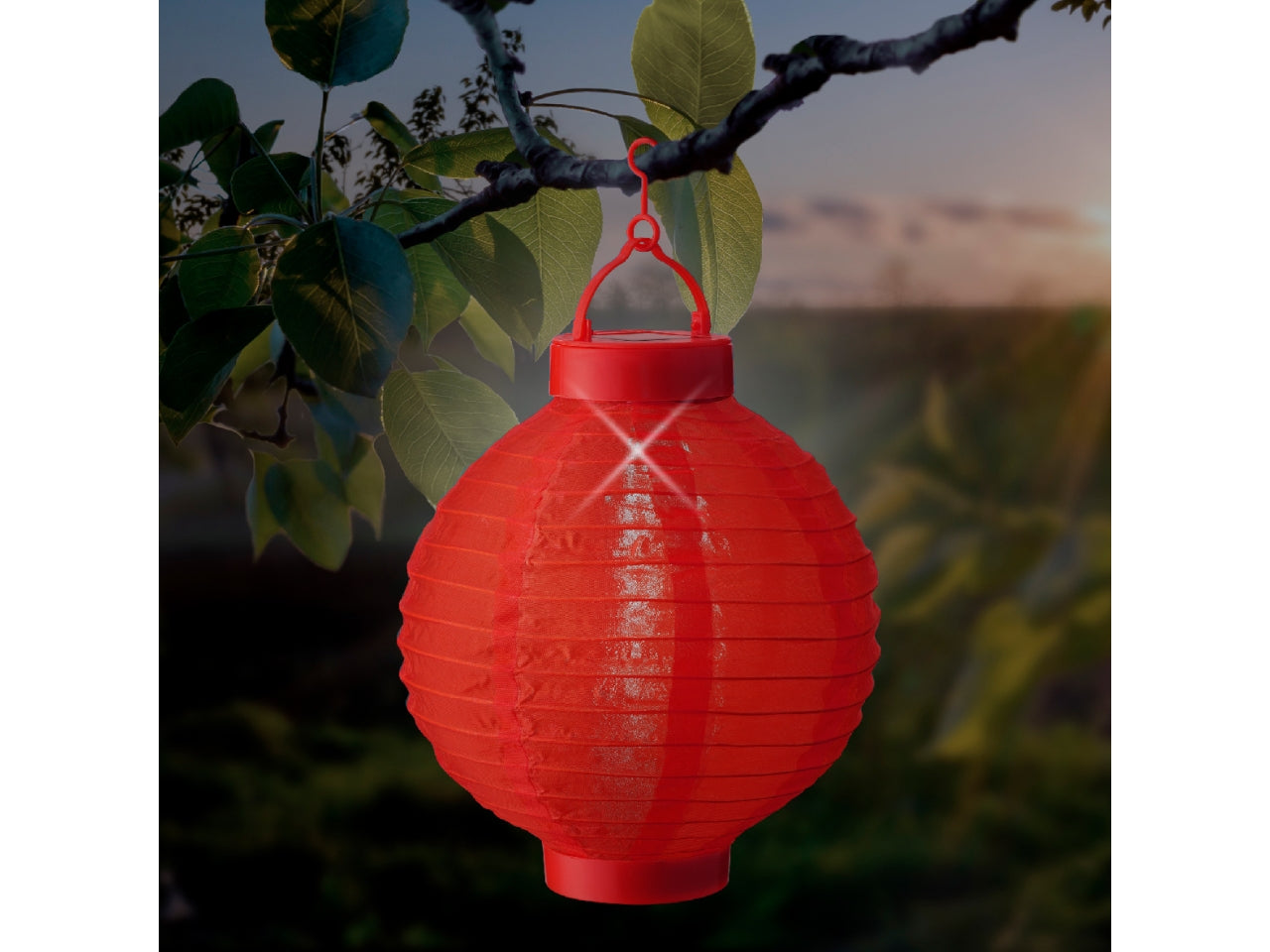 Lanterna solare in nylon diametro 20cm x altezza 23cm in 6 colori assortiti luce fissa bianco freddo