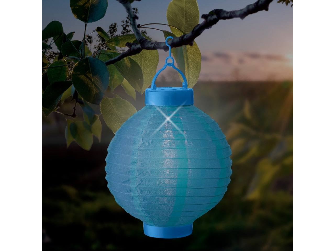 Lanterna solare in nylon diametro 20cm x altezza 23cm in 6 colori assortiti luce fissa bianco freddo