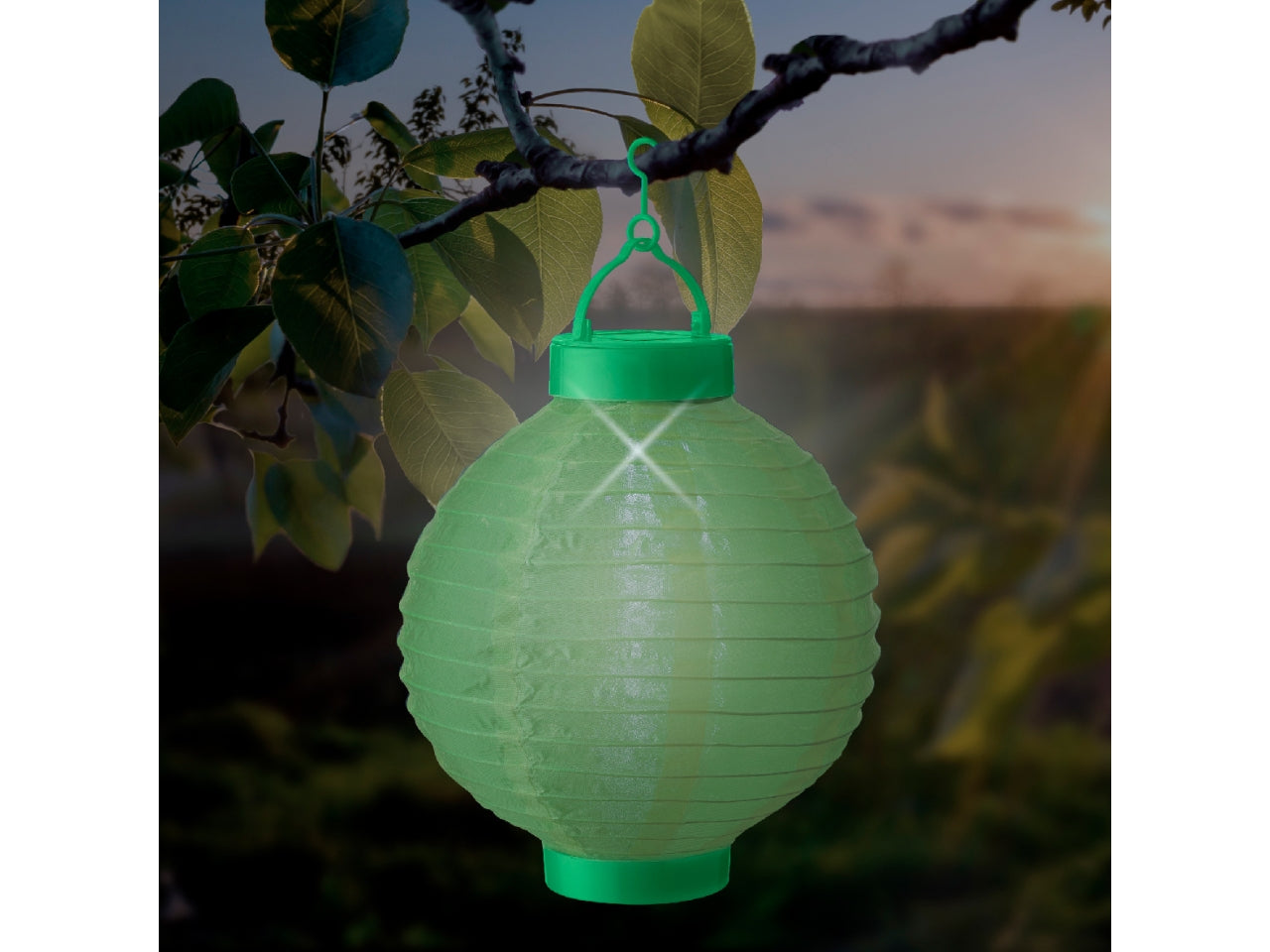 Lanterna solare in nylon diametro 20cm x altezza 23cm in 6 colori assortiti luce fissa bianco freddo