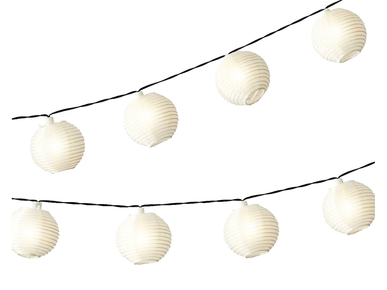 Catena luminosa solare con lanterne bianche a luce fissa bianco caldo lunghezza 350cm